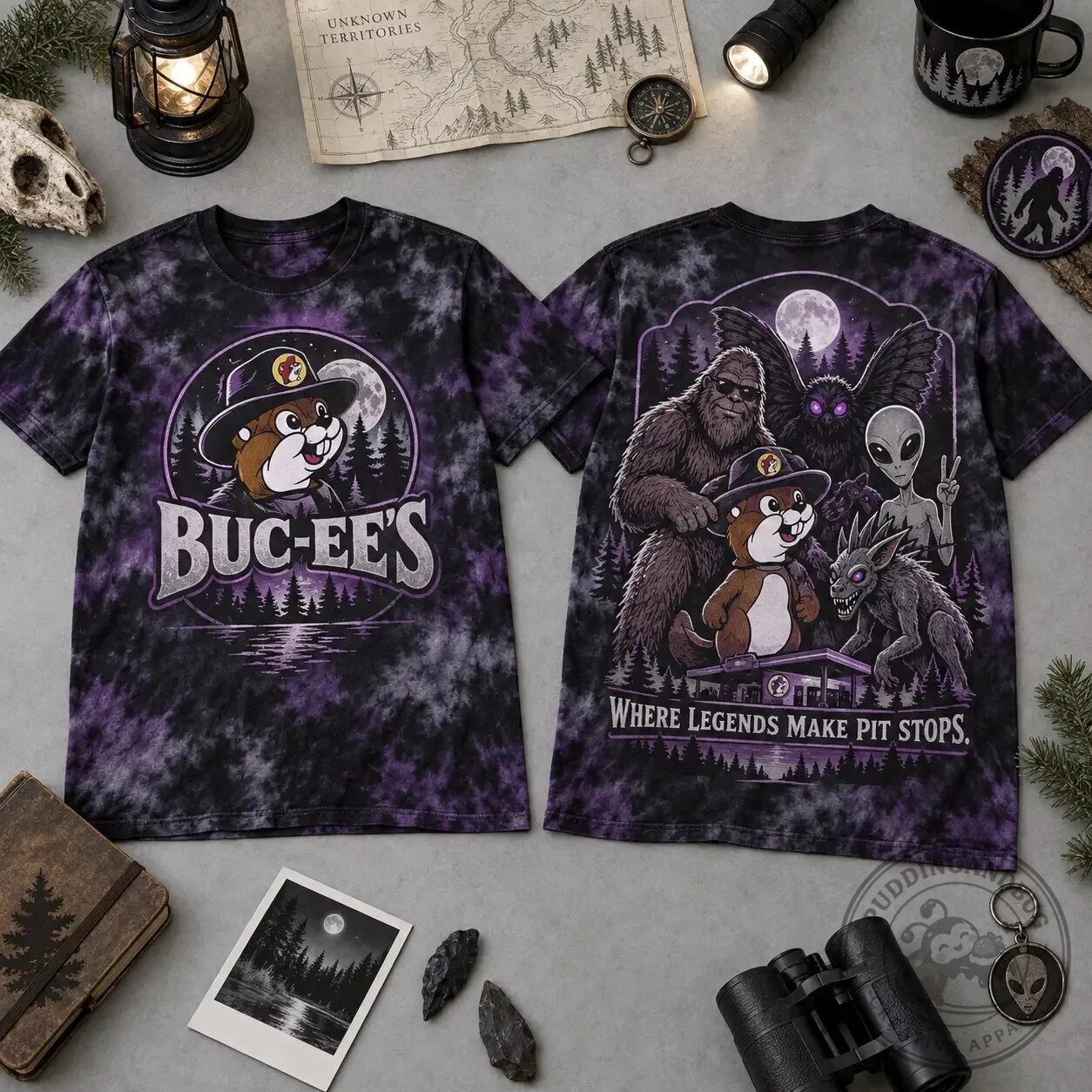 Buc-ee's Cryptid Forest Tie Dye Graphic T-Shirt