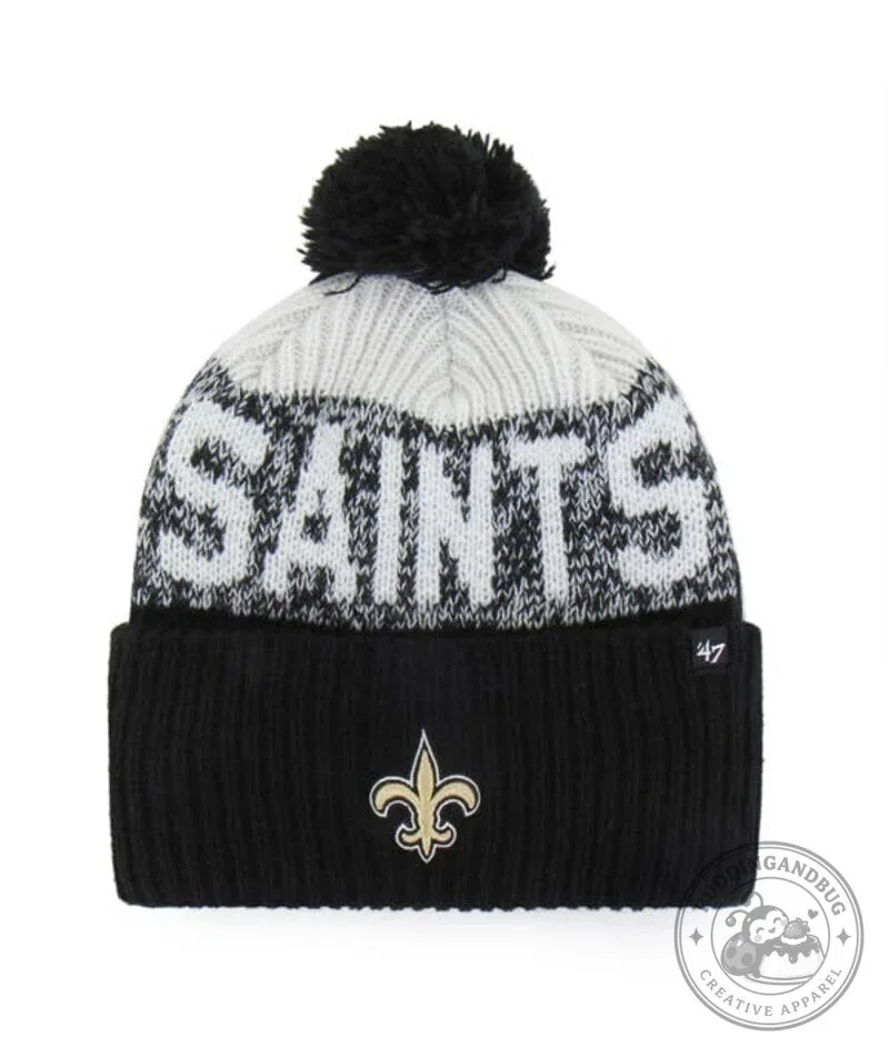 New Orleans Saints Black Knit Pom Beanie Hat for Football Fans