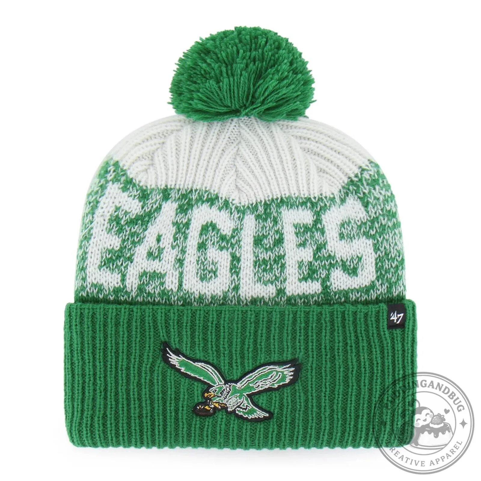 Philadelphia Eagles Green Knit Pom Beanie Cap Hat