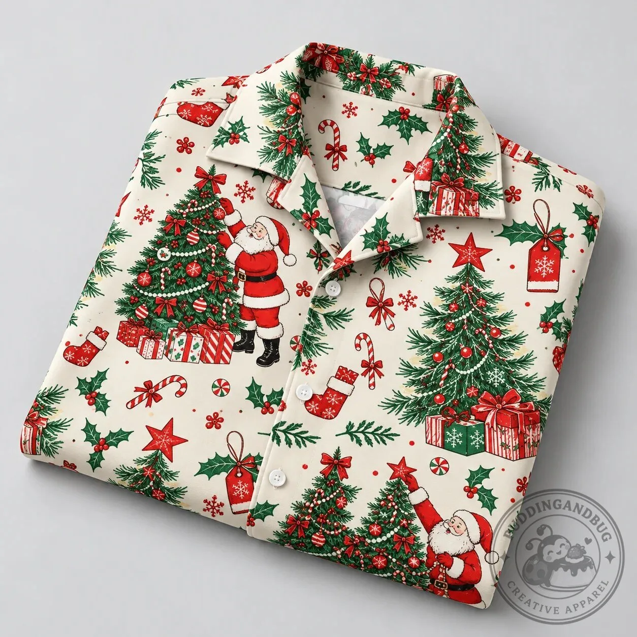 Vintage Santa Claus Decorating Christmas Tree Holiday Hawaiian Shirt 6 Vintage Santa Claus Decorating Christmas Tree Holiday Hawaiian Shirt