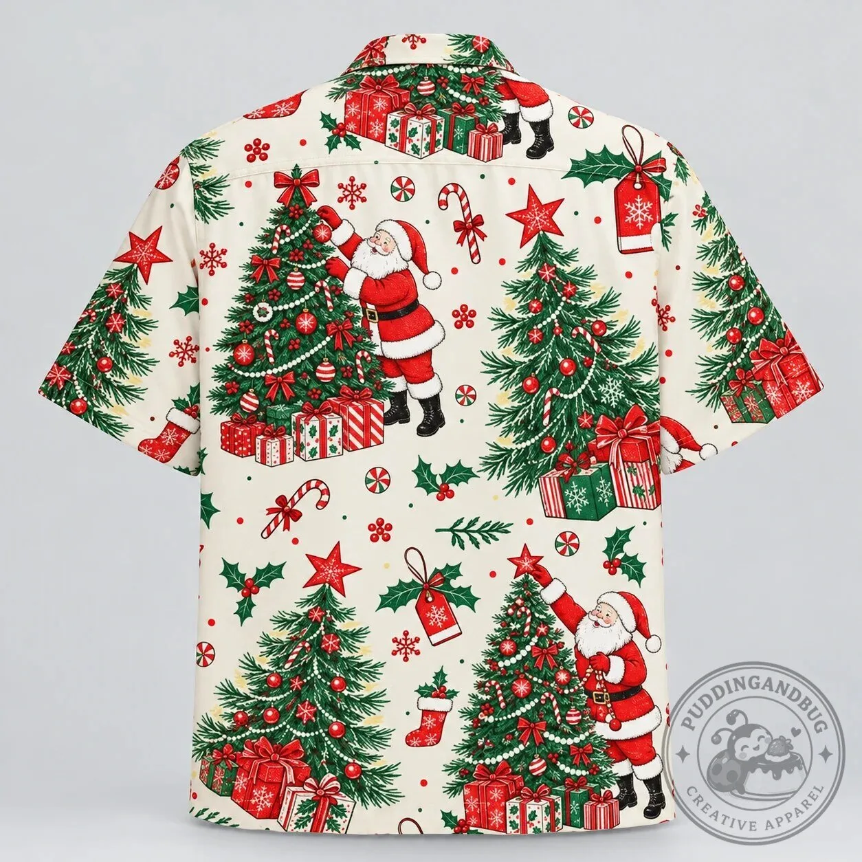 Vintage Santa Claus Decorating Christmas Tree Holiday Hawaiian Shirt 8 Vintage Santa Claus Decorating Christmas Tree Holiday Hawaiian Shirt