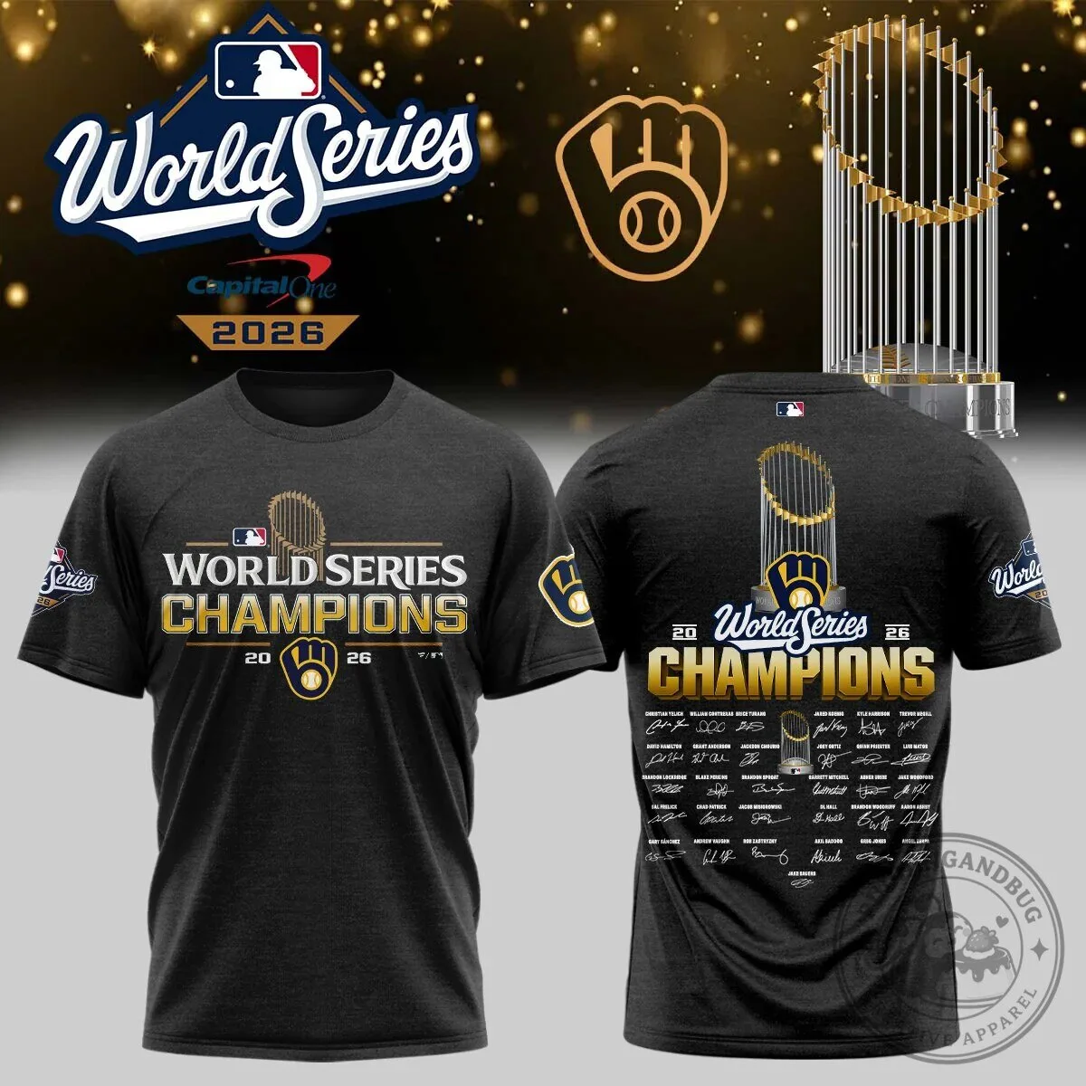 Baseball T-Shirt Celebrating 2026 World Series Champions - Milwaukee Brewers