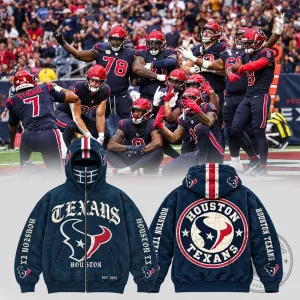 Houston Texans Football Helmet Grill Full-Face Zip-Up Hoodie