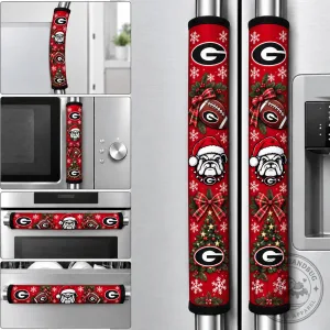 Georgia Bulldogs Christmas Football Refrigerator Door Handle Cover Set