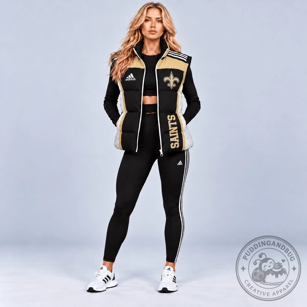 New Orleans Saints NFL Adidas Vintage Colorblock Sleeveless Puffer Vest