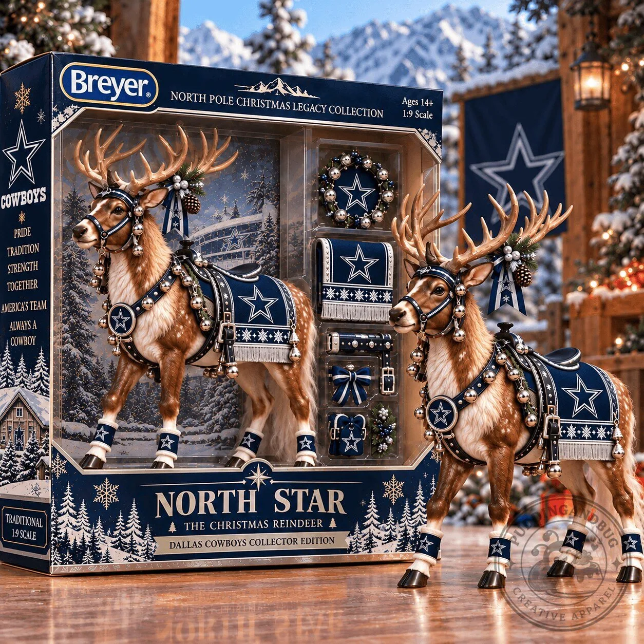 Dallas Cowboys North Star Christmas Reindeer Collectible Figurine Set 3 Dallas Cowboys North Star Christmas Reindeer Collectible Figurine Set